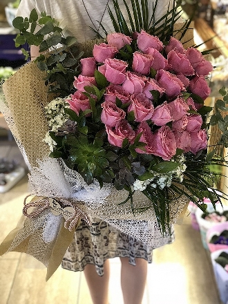 İhtişamlı Pembe Gül Buketi